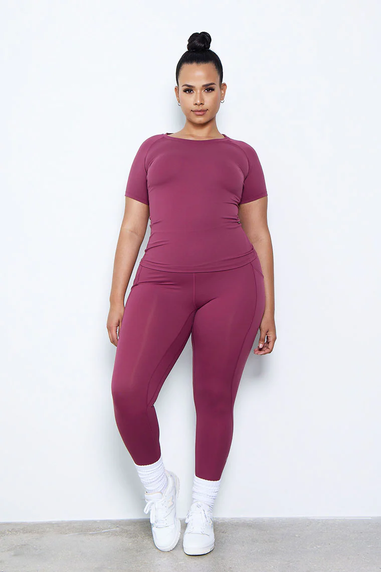 ESSENTIAL CREWNECK TOP-RED WINE - Image 2