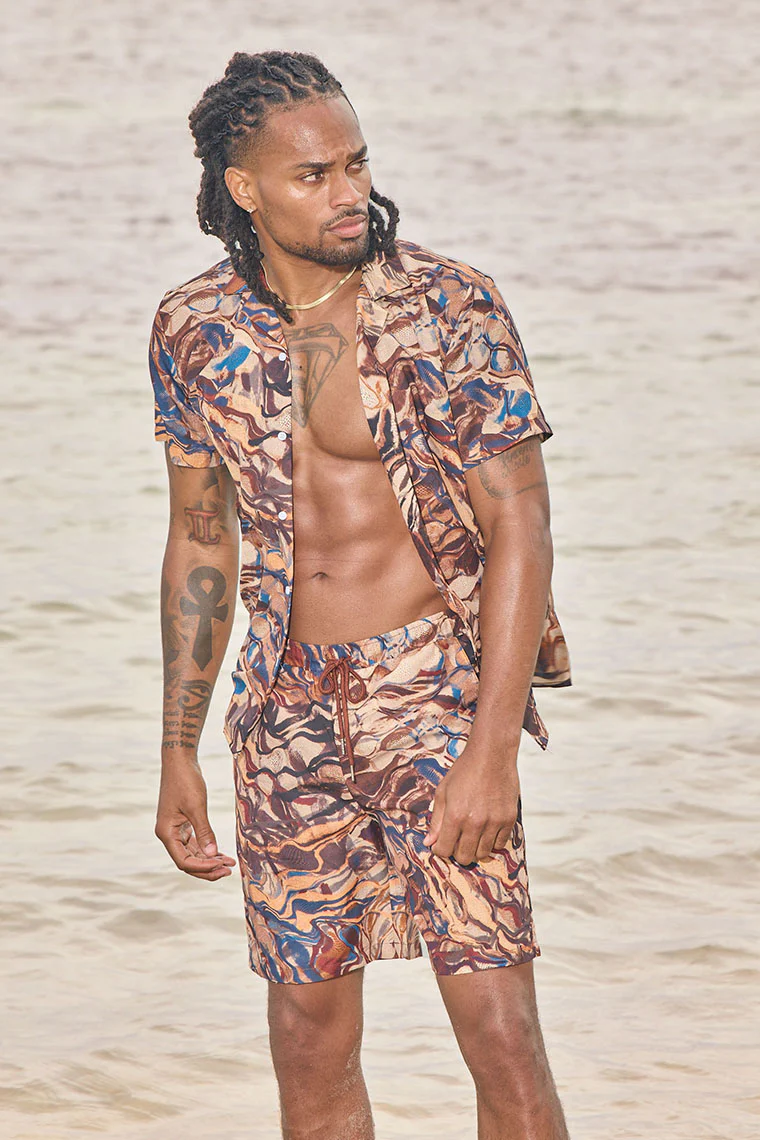LAGUNA NIGHTS SHIRT - BROWN ABSTRACT - Image 3