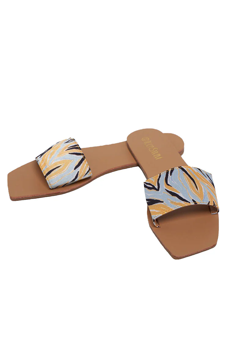 LET IT SLIDE SANDALS-YELLOW/BLACK ZEBRA PRINT - Image 2