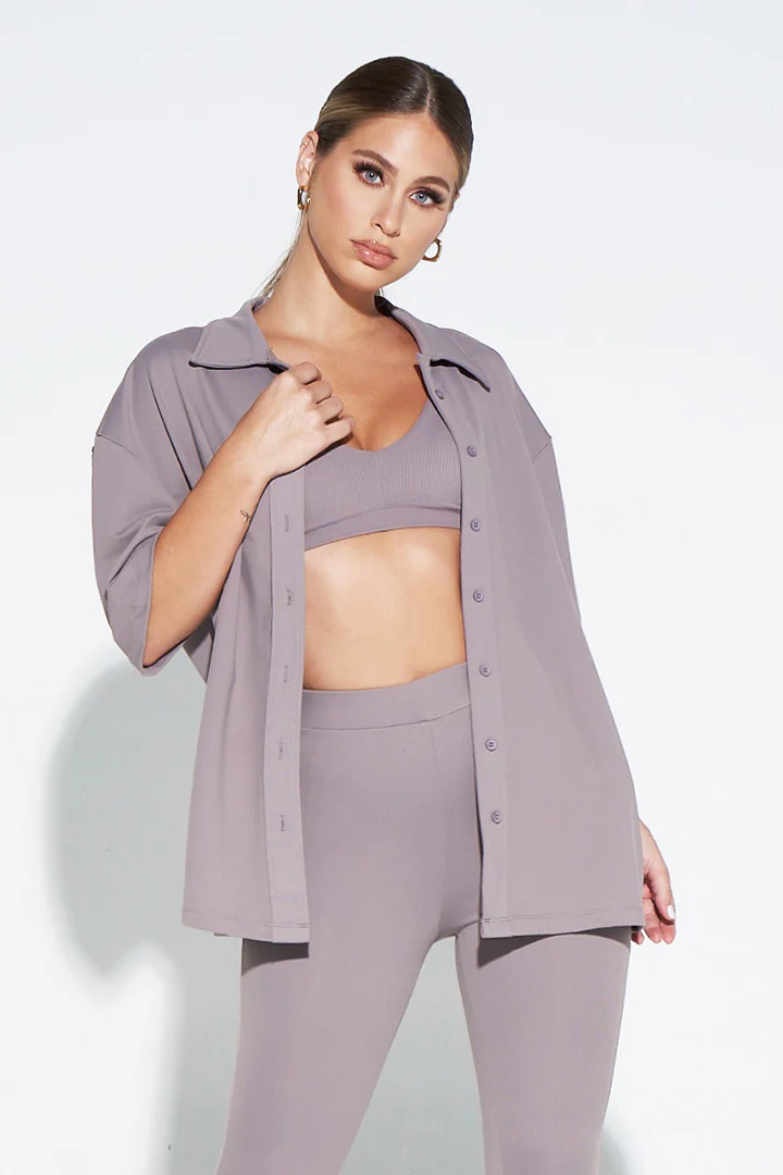 OVERSIZED OB SIGNATURE SHIRT-MOCHA