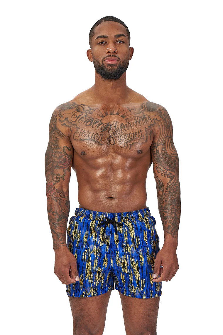 POWER TRIP BEACH SHORTS-BLUE MULTIPRINT