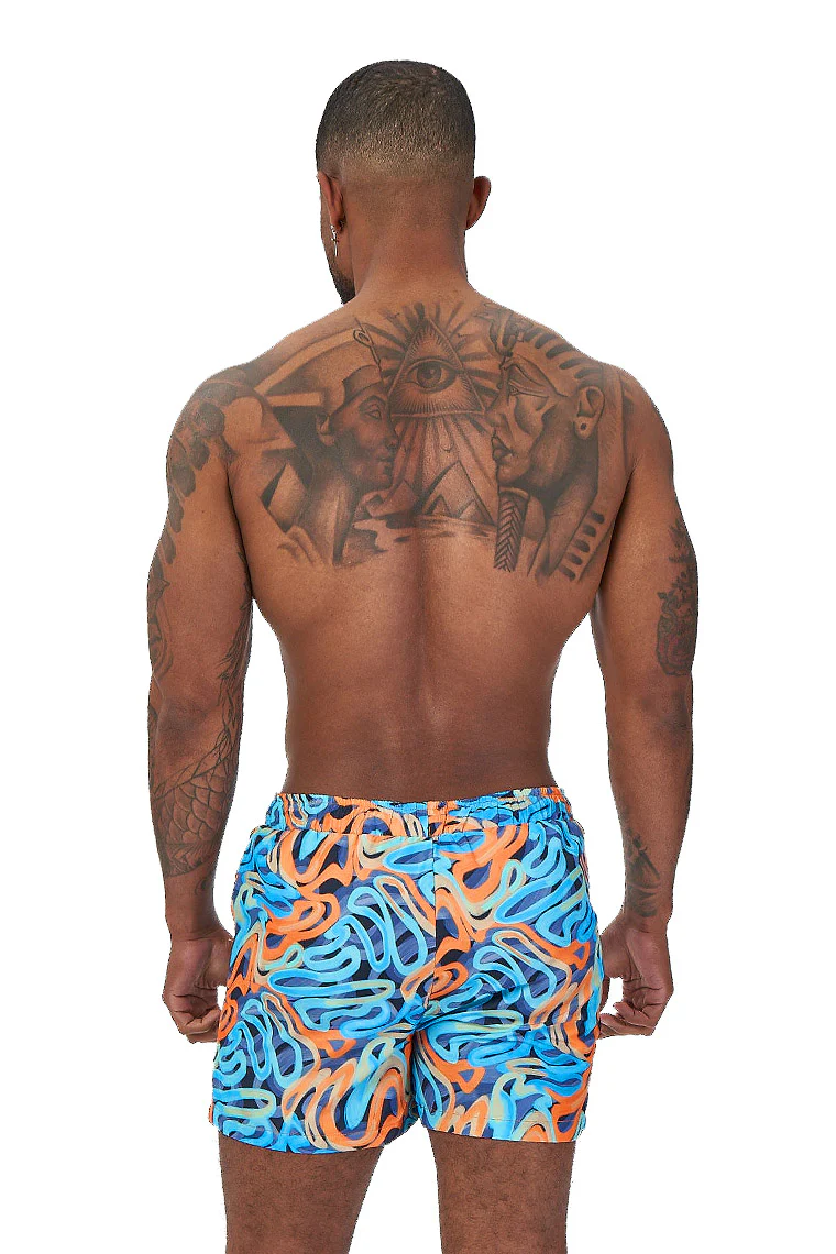 POWER TRIP BEACH SHORTS-BLUE SWIRL PRINT - Image 2
