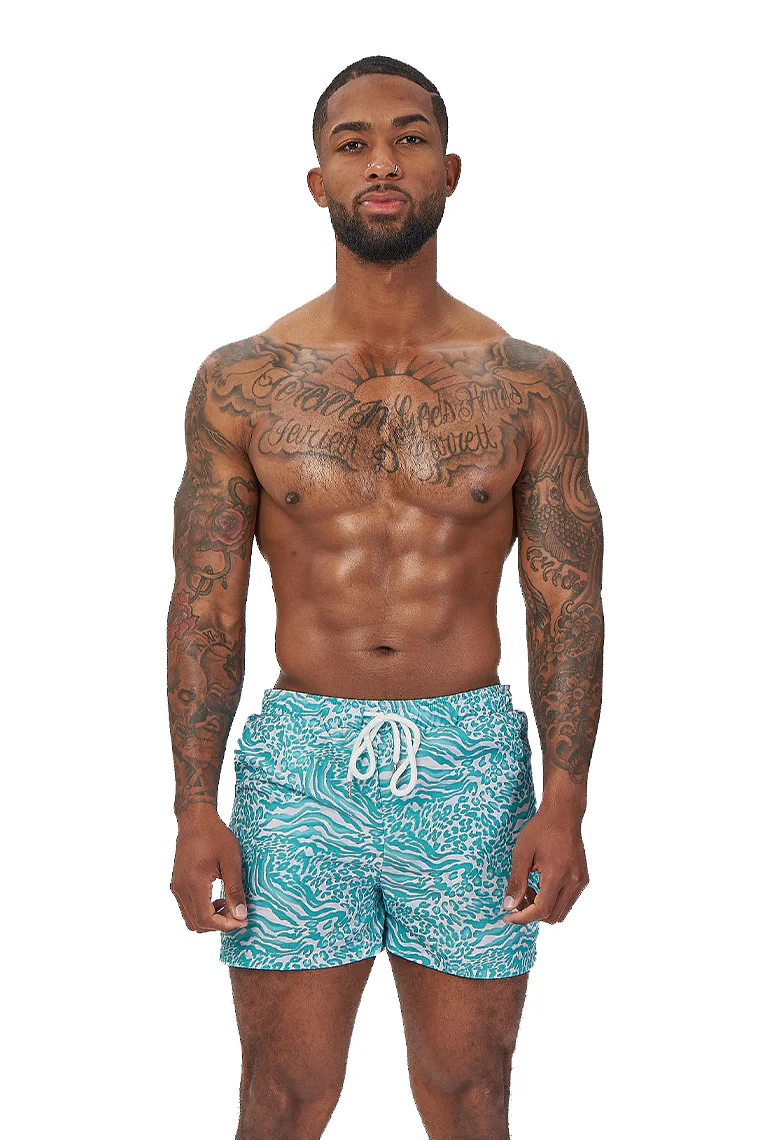 POWER TRIP BEACH SHORTS-GREEN MULTIPRINT