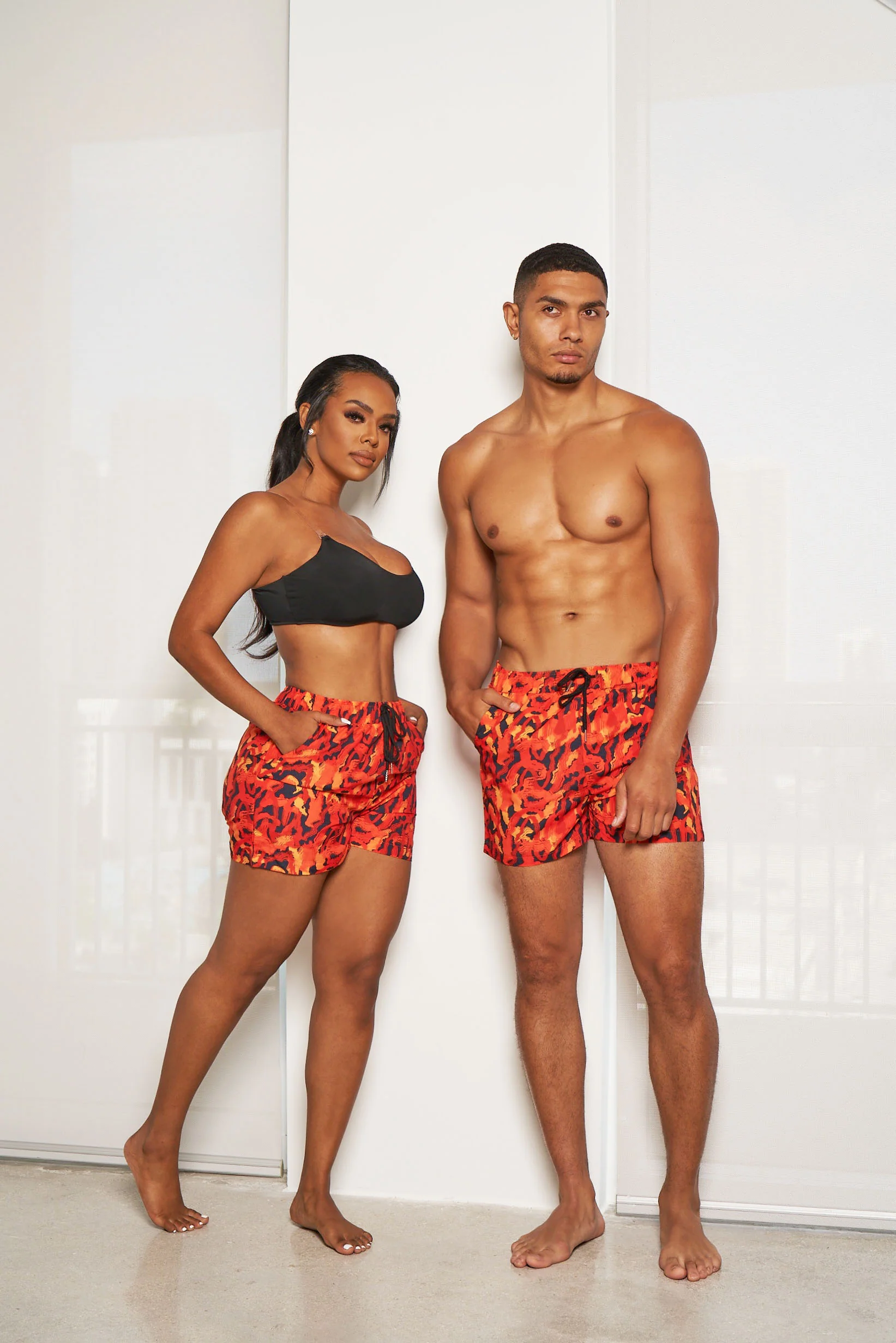POWER TRIP BEACH SHORTS-ORANGE ABSTRACT - Image 3