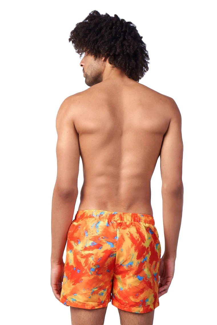 POWER TRIP BEACH SHORTS-ORANGE PRINT - Image 2
