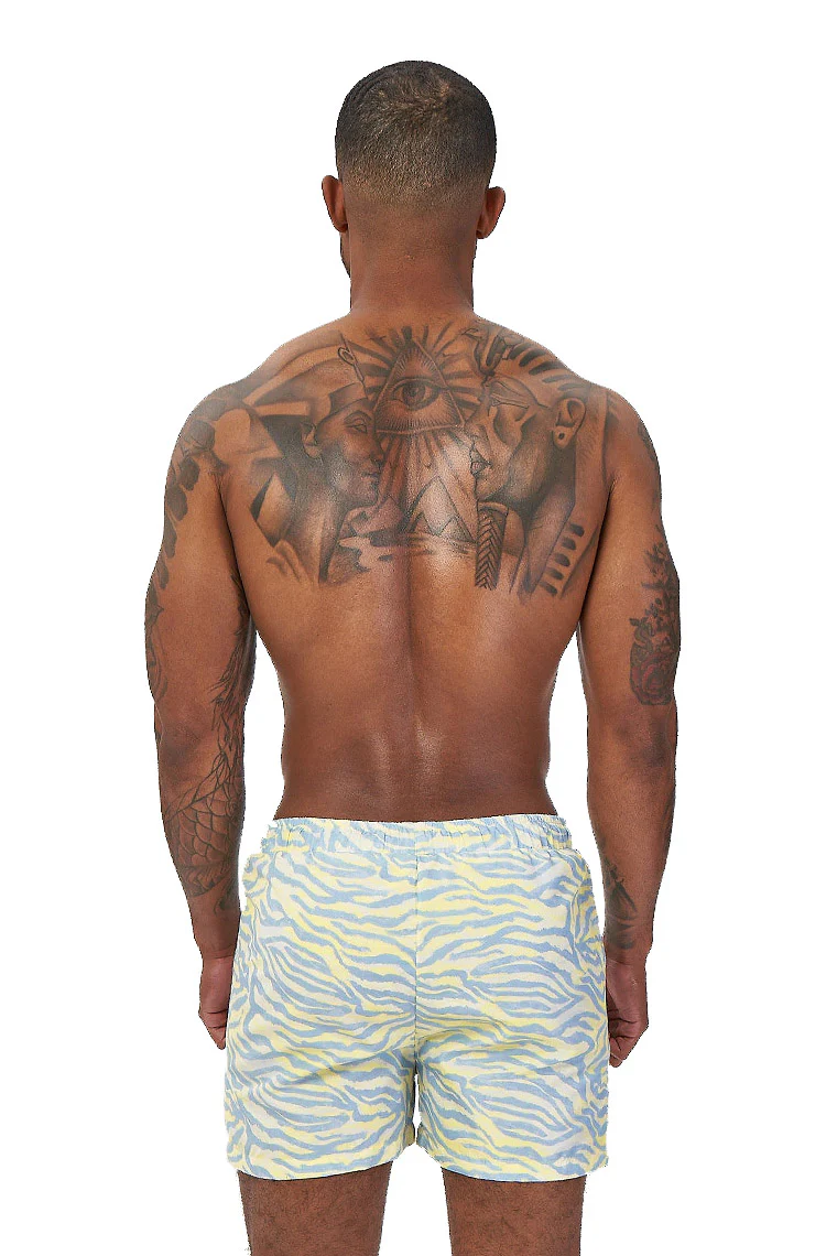 POWER TRIP BEACH SHORTS-YELLOW ZEBRA PRINT - Image 2