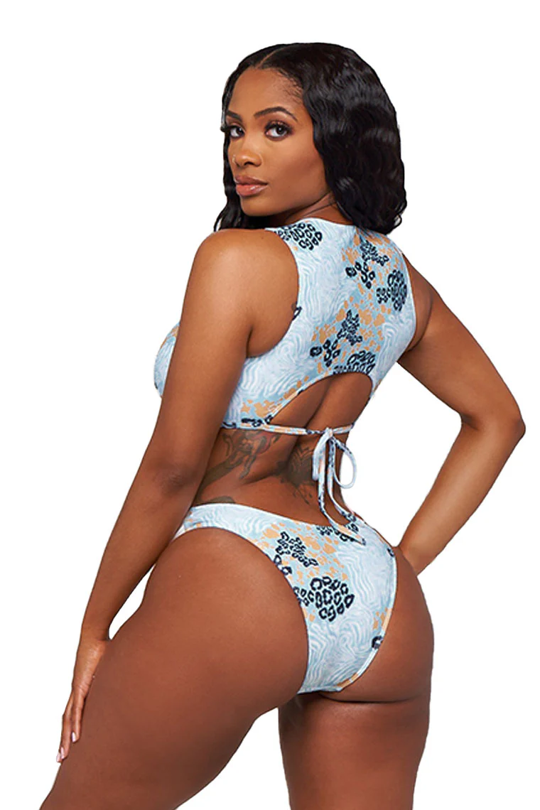 SANTA MONICA BIKINI-BLUE ANIMAL PRINT - Image 2
